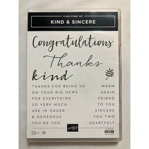 Stampin Up Kind & Sincere Cling Stamp Set Congratulations Thanks Kind & Generous